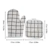 Guantes de cocina sencillos de algodón y lino para microondas, guantes de horno gruesos resistentes a altas temperaturas, guantes de horneado para el hogar, venta al por mayor desde el fabricante