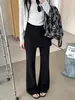 Nuevos estilos de otoño e invierno: Pantalones de estilo coreano para mujer, forrados de polar, de dos piezas simuladas, pierna acampanada, de cintura alta, adelgazantes y deportivos.