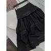 Yuran 26 Nuevo Modelo de Principios de Primavera, Vestido Negro Pequeño Abullonado de Doble Capa con Capa de Nailon Brillante de Micro-Crepé con Plisados