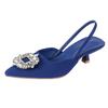 Sandalias Europeas y Americanas de Tacón Alto 2022, Tacones de Aguja Puntiagudos, Zapatos de Moda Puntiagudos con Diamantes, Elegantes Zapatos de Exterior de Tacón Alto Bajos