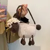 Bolsa de Lã Tricotada Acabada de Desenho Animado Ovelhinha Fofa Bolsa de Tricô Feita à Mão DIY Bolsa Transversal da Família Fashionável Novo Estilo