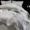 Juego de Cuatro Piezas de Satén Gongshan de Algodón de Fibra Larga de Alta Densidad de Xinjiang, Todo Algodón Puro, Lujo Ligero, Color Sólido, Venta al por Mayor de Ropa de Cama para Hotel y Alojamiento