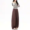 Pantalones de chándal para mujer con pierna curva, nueva colección primavera/otoño 2026, color café, corte A holgado, modernos, de pierna ancha, fluidos, pantalones casuales