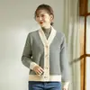 Cardigã de Lã com Decote V Estilo Francês Preguiçoso, Estilo Mãe, para Outono, Primavera e Inverno, Versão Coreana, Caimento Ajustado, Solto, Versátil