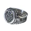 Anillo Mecánico Retro Color Caramelo Plateado para Hombre, Diseño de Nicho Europeo y Americano, Anillo para Dedo Índice de Artesanía Pesada, Anillo Ajustable Hecho a Mano