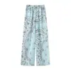 Atacado Fábrica de Roupas Femininas Transfronteiriça 2026 AliExpress Venda Quente Moda Verão Azul Claro Lagoa Terno com Estampa de Flores de Caju