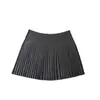 Traje de Verano Nuevo Estilo Falda Plisada para Mujer, Blanco y Gris, Falda de Corte A Petite, Elegante Falda Corta Versátil de Cintura Alta