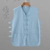 Traje Tang para hombre de mediana edad y ancianos, chaleco de verano de algodón y lino para hombre, chaleco sin mangas para hombre, estilo chino, chaleco de chaqueta mandarín retro holgado para hombre