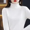 Suéter de Cuello Alto Grueso de Marca Genuina para Mujer, Versátil, Base, Lana, Ajuste Delgado, Holgado, Tejido de Cachemira