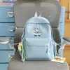 Bordado de Cachorrinho Macio e Fofo Estilo Healing Mochila Estudante na Cor Pêssego Claro, Estilo Fresco de Verão, Mochila Pequena para Viagem de Melhores Amigos
