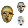 Máscara de Halloween Transfronteriza Qiling Performance de Terror Danza Callejera Masculina Fiesta de Baile Pintada a Mano Máscara de Fantasma Dorada de Cara Completa Máscara de Payaso Electrochapada
