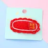 Horquilla de Lana Roja Tejida para Año Nuevo Pinza para Flequillo Clip Lateral Accesorios para el Cabello de Otoño e Invierno para Niños Venta al por Mayor