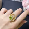 Anel de Peridoto Natural Prata de Lei 925 Banhado a Ouro Rosa Tamanho da Pedra Principal 7*9mm