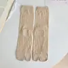 Calcetines Finos de Dos Dedos para Mujer, Calcetines de Dos Dedos, Malla Calada Japonesa para Otoño e Invierno, Calcetines de Algodón con Dedos Separados, Calcetines de Dos Dedos de Color Puro para Mujer, hasta la pantorrilla