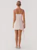 Vestido de Amazon transfronterizo plisado estilo europeo y americano primavera-verano nuevo de color liso ajustado sin espalda y sin tirantes