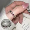 Anel Quadrado Brilhante Versátil Exquisito Personalidade Estilo Coreano para Mulheres, Anel Aberto Irregular Geométrico Fashion Retangular para Dedo Indicador