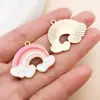Día de San Valentín Corazón Forma Flor de Rosa Goteo Aceite Aleación Colgante DIY Pulsera Collar Llavero Pendiente Joyería Accesorios