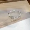 Anel Aberto Minimalista de Zircônia Luxuosa Estilo Coreano e Japonês Anel Geométrico Exquisito de Personalidade de Nicho para Mulheres