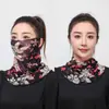 Bufanda Transpirable de Verano con Protección Solar y Orejeras, Mascarilla Facial Ligera Estampada para Mujer, Bufanda para el Cuello con Sombrilla para Cuidado de la Piel al por Mayor