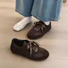 Cadarços de fita plana Sapatos Argan de sola plana Tênis de treino alemão feminino cor café 2026 moda outono tênis esportivos casuais femininos