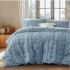Juego de funda de edredón y fundas de almohada de tres piezas de color sólido bohemio con recortes y borlas, juego de ropa de cama simple para comercio exterior transfronterizo