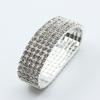 Pulsera elástica de una fila llena de pedrería para venta al por mayor Conjunto de pulseras de moda para mujer Estilo Ins Geométrico con pedrería brillante