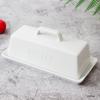 Conjunto de Manteigueira Retangular de Cerâmica Branco Doméstico Prato para Queijo Manteiga com Tampa Estilo Escandinavo Prato para Manteiga Personalização