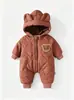 Mono de invierno para exterior para bebés, niños y niñas, ropa linda y cálida para recién nacidos para otoño e invierno, engrosado y forrado de vellón