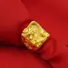 Anillo de Dragón de Doble Capa Chapado en Oro de Latón para Hombre Anillo de Dragón Auspicioso Electrochapado en Cobre Puro con Estilo Chino Grabado Tamaño Ajustable