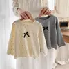Camisetas de Primavera y Otoño para Niñas, Camiseta Básica Dulce de Lunares con Lazo Estilo Coreano de Moda para Bebés y Niños, Camiseta Infantil