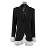 Traje elegante de encaje estilo francés transfronterizo FCB para mujer, diseño otoño/invierno 026, disponible en sitios web independientes, estilo de mujer negro