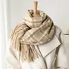 Bufanda Chal de Imitación Cachemir a Cuadros Casual y Fresca, Bufanda con Borlas Unisex Cálida y de Moda para el Otoño y el Invierno, para Viajar