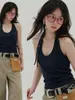 Impresionante camisola estilo coreano con cuello halter para mujer, top de verano sin mangas de cuello en U ajustado con un toque único de alta gama para un look sexy
