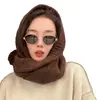 Conjunto de Gorro Balaclava e Cachecol para Mulheres, Gorro de Tricô Quente de Inverno para Proteger as Orelhas, Xale Cachecol Triângulo Estiloso para Mulheres