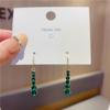 Aretes Largos Coreanos Super Flash Zirconia Moda Combinable de Alta Gama Elegantes Combinables Cristal Gota Aretes de Hebilla para Oreja