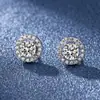 Simulación de transmisión en vivo: pendientes de diamantes Mosan para mujer, pendientes de moissanita de seis garras y circonita de plata esterlina S925