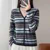 Nuevo cárdigan de punto fino de lana retro otoño/invierno 2026 manga larga jacquard Fair Isle holgado
