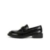Mocasines de Piel de Vaca Suave con Suela Gruesa de Camelia para Mujer 2026 Nuevos de Cuero Genuino Retro Slip-On Tacón Grueso Zapatos Pequeños de Cuero