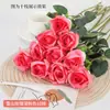 Buquê de Rosas Artificiais Flor Falsa de Haste Única Decoração de Casamento Casa Arranjo de Flores Decoração de Dia dos Namorados Rosa de Veludo Real Touch
