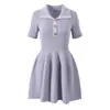 Vestido de punto elegante y hermoso, estilo Chanel, color morado lavanda, para verano 2026, marca S, para mujer, puro y entallado a la cintura