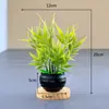 Em estoque flor artificial planta verde mini plástico artificial em vaso transfronteiriço presente de mesa folha de bambu artificial simulação pequeno bonsai arte floral