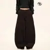 Calça de Trabalho Retro Yongfang para Homens e Mulheres, Outono e Inverno, Estilo Streetwear Solto, Veludo Cotelê, Plissada, Tendência, Casual, Calças de Pernas Largas