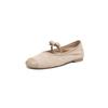 Sapatos Mary Jane Doces Estilo Coreano Super Macios 2025 Outono Camurça de Ovelha Couro Genuíno Sola Macia Sapatos Baixos para Mulheres