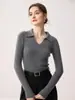 26 Nueva Temporada Otoño/Invierno Cuello Polo 100% Cachemir Puro Manga Larga Ajustado Simple Prendas de Punto Base