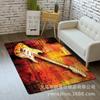 Tapete quadrado de flanela para uso doméstico, sala de estar, tapete com padrão de guitarra, fornecimento transfronteiriço, fabricantes de capachos em estoque