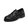 Mocasines Brogue Perforados de Suela Gruesa para Mujer Estilo Nuevo Primavera/Otoño 2026 Cuero Genuino Hebilla Doble de Cuero Transpirables Zapatos de Corte Bajo Individuales
