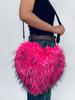 Bolso bandolera de amor europeo y americano de piel Bolso de felpa piel sintética de mapache bolso de hombro con forma de corazón bolso de piel de moda y personalidad