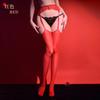 Meias Liga Femininas Little Red Matchmaker com Três Fileiras e Dois Ganchos, Alças Ajustáveis, Meias Longas de Renda, Meias Finas de Verão Anti-Puxões