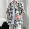 Camisa de Praia Havaiana HaiFu Sanya para Homens, Estilo Americano, Elegante e Vintage, Estilo de Hong Kong, Estampa Floral, Moda para Casais