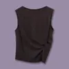 Marca C Top sin mangas ajustado con cuello barco y textura plisada Falda negra 26 Traje de mujer Primavera/Verano 1272830001